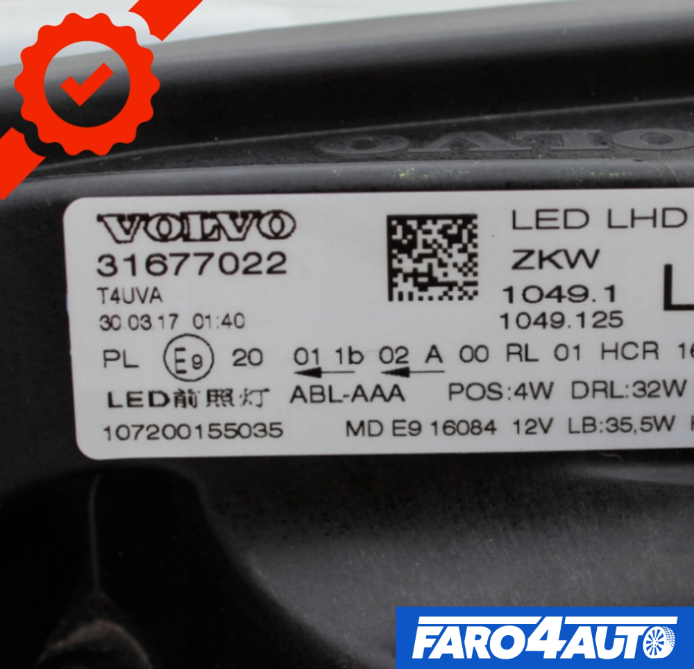 Faro Anteriore Vemo V40 77-0017 – Elettrico, Larghezza 32 Mm, Montaggio Anteriore Sinistro E Destro